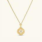 Brushed gold flower pendant necklace in 18K gold-plated 925 sterling silver | VAHN Jewels