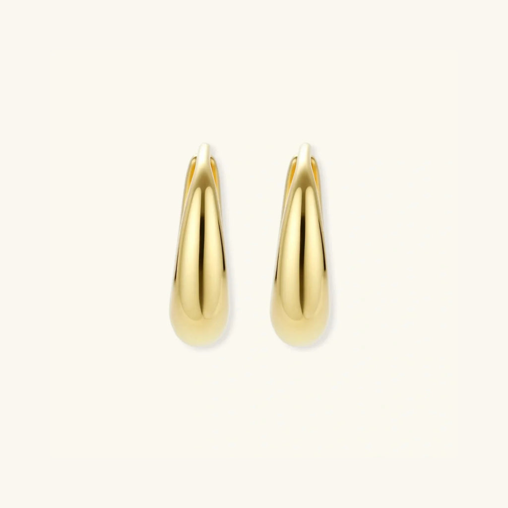 Polished gold teardrop huggie earrings in 14K gold-plated 925 sterling silver | VAHN Jewels