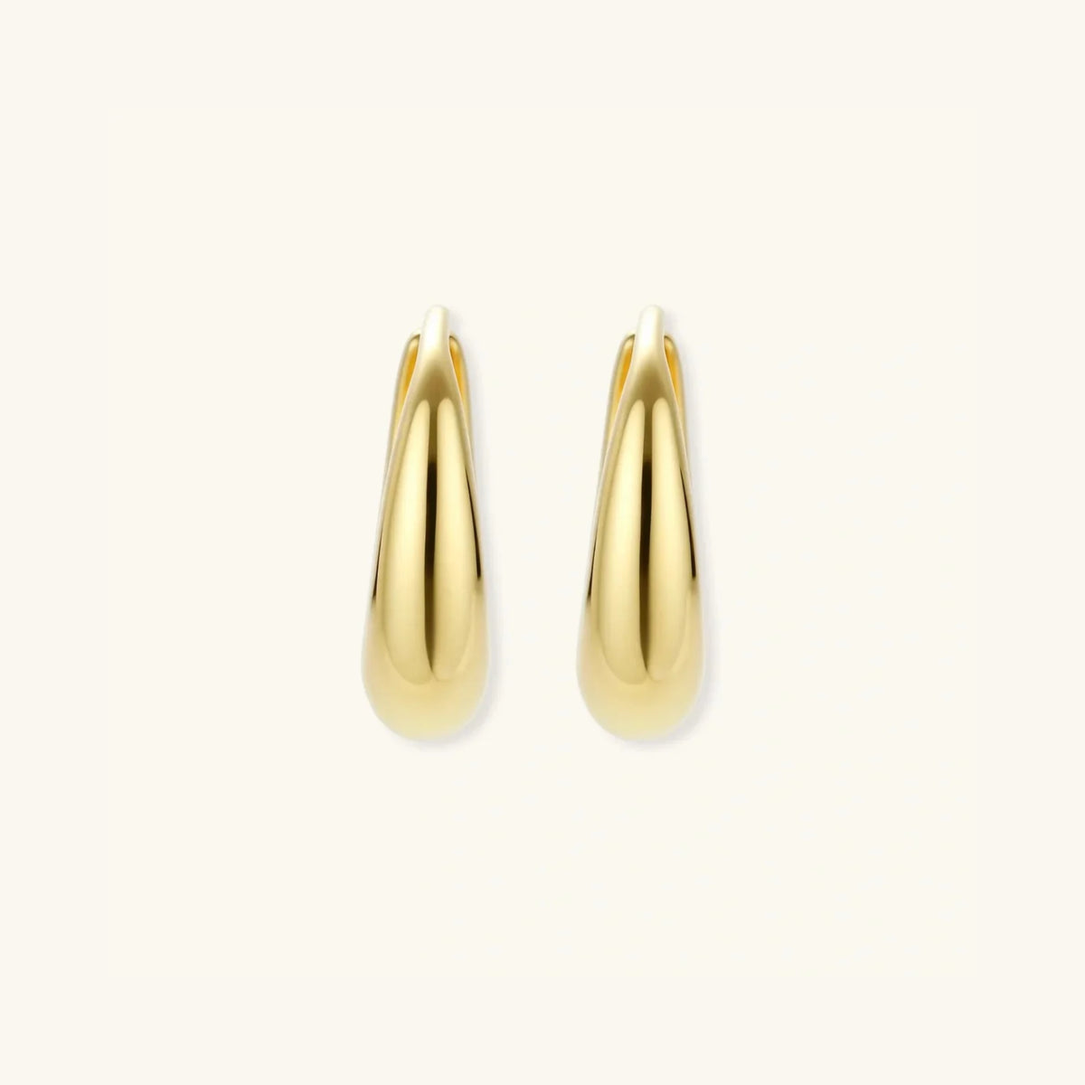 Polished gold teardrop huggie earrings in 14K gold-plated 925 sterling silver | VAHN Jewels