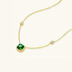Green stone necklace with accent stations on an adjustable fine chain | VAHN Jewels