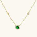 Green stone pendant station necklace in 14K gold-plated 925 sterling silver | VAHN Jewels