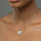 Freshwater pearl double halo necklace worn at the throat | VAHN Jewels