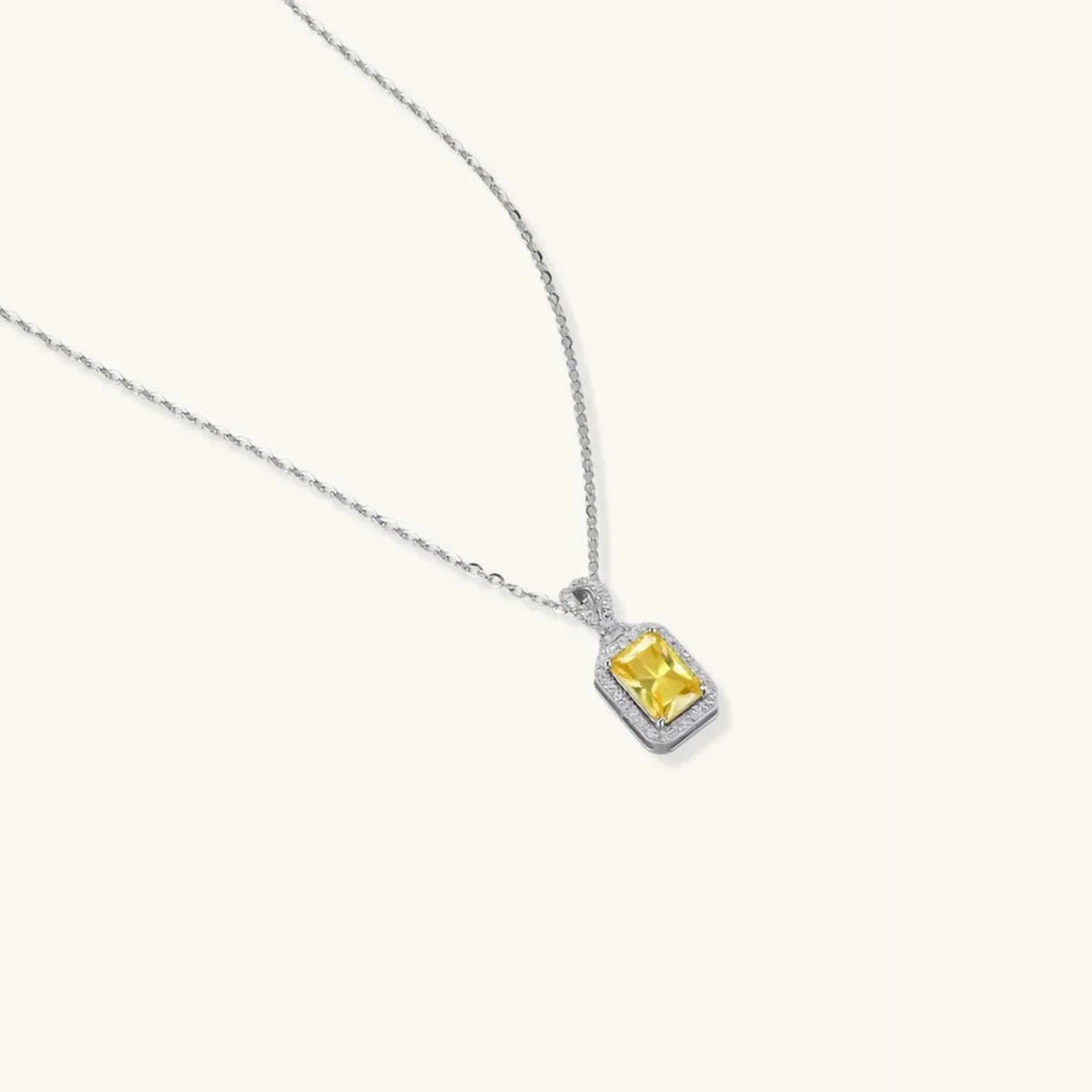 Yellow moissanite pendant on an adjustable platinum-plated chain | VAHN Jewels
