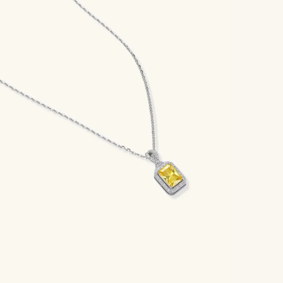 Yellow moissanite pendant on an adjustable platinum-plated chain | VAHN Jewels